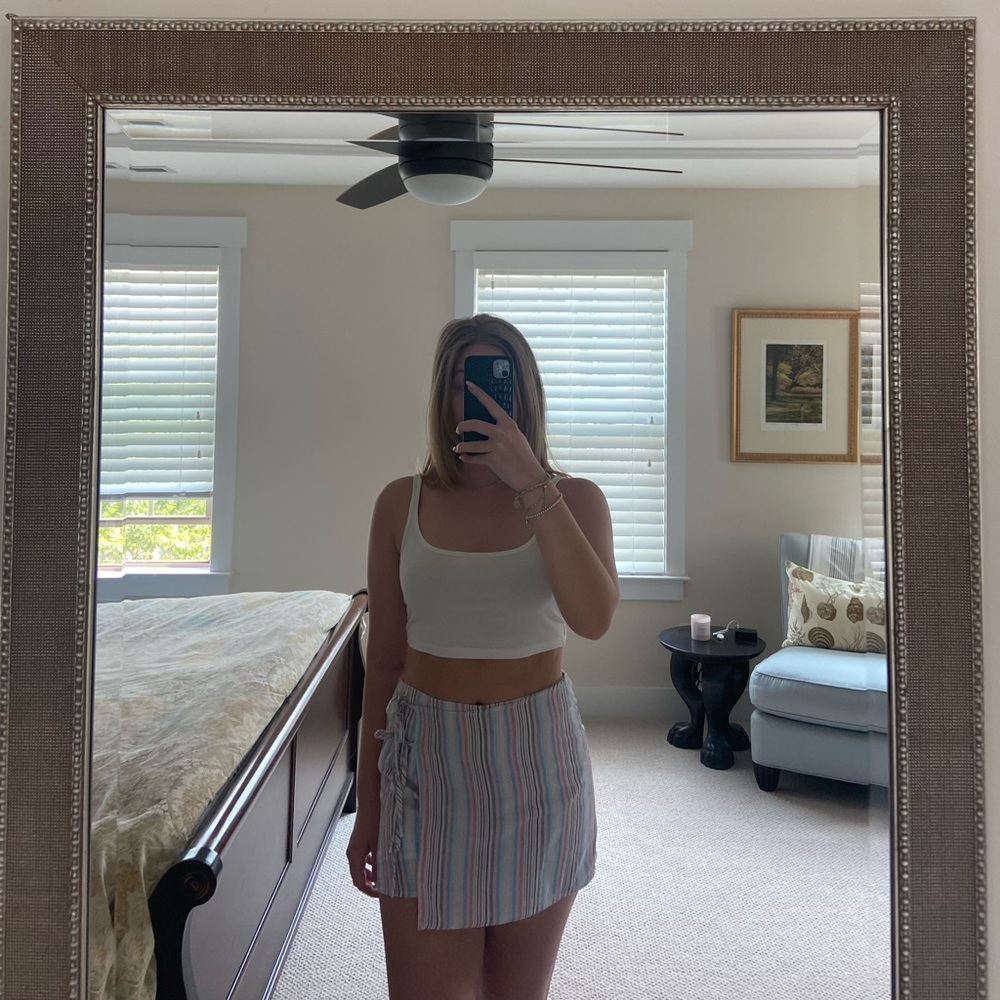 Striped wrap around skort